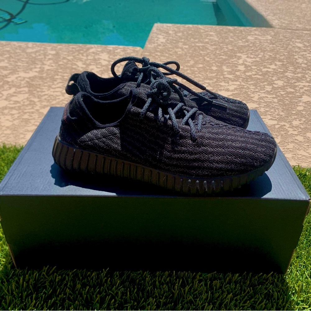 Yeezy x Adidas Pirate Black 350 Boost Sneakers - Picture 2 of 9